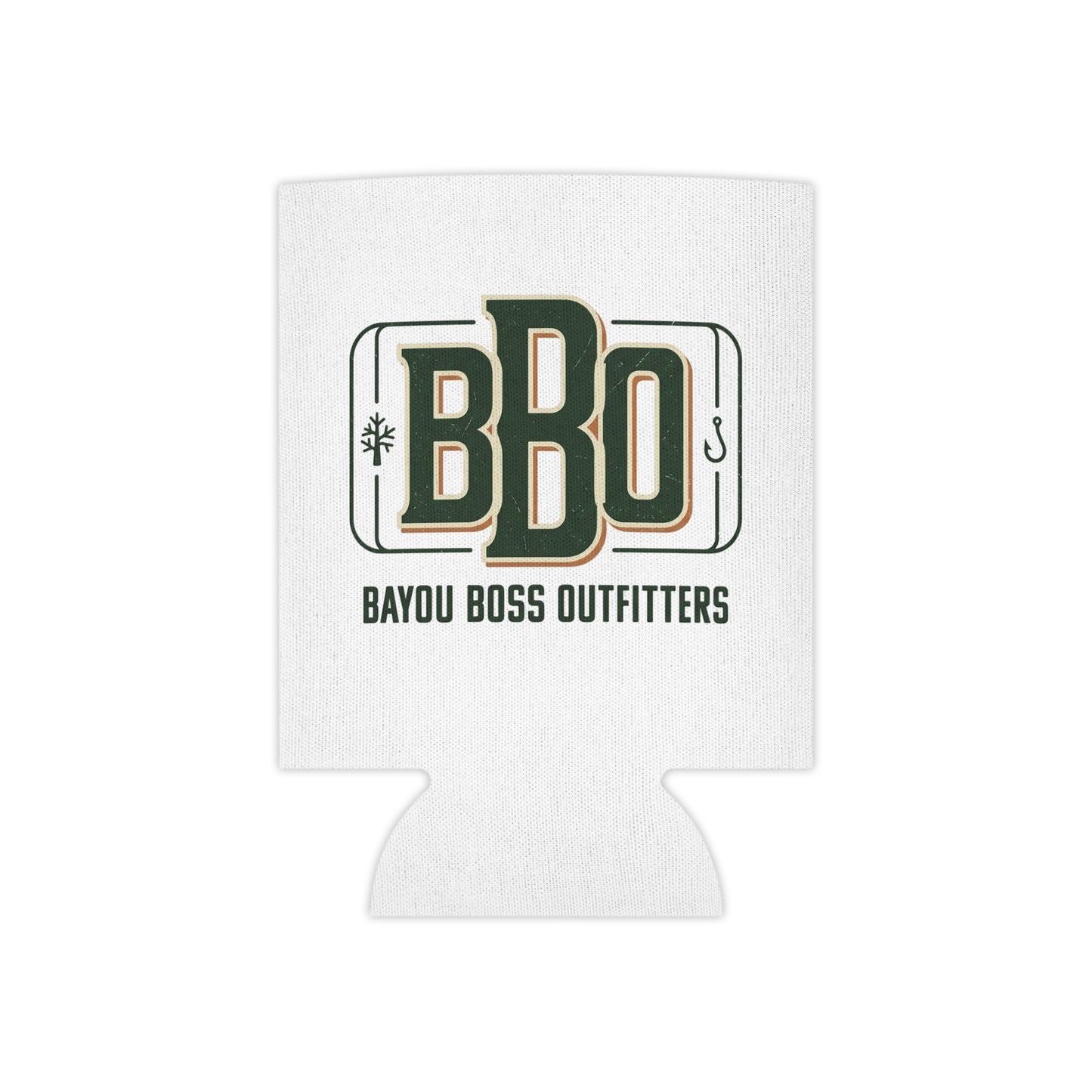 Bayou Boss Outfitters Can Cooler — Fishing & BBQ Logo Drink Koozie