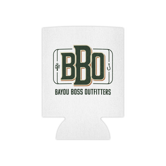 Bayou Boss Outfitters Can Cooler — Fishing & BBQ Logo Drink Koozie